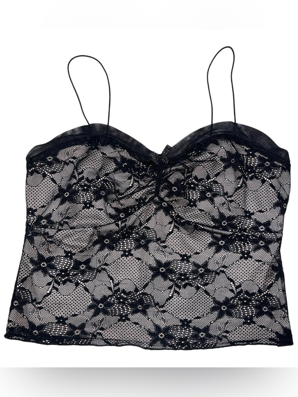 Wild Fable black lace cami top with floral design